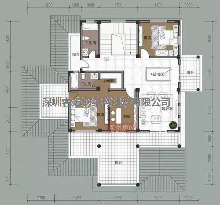 五套鄉(xiāng)間別墅小戶型，2層5臥室?guī)к噹?，超級?jīng)濟(jì)實(shí)惠（帶設(shè)計圖）(圖6)