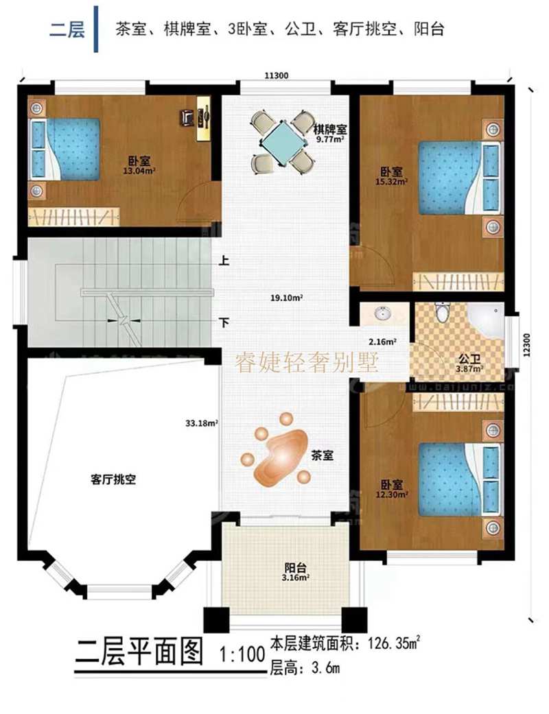 挑空客廳簡(jiǎn)歐二層別墅(圖4)